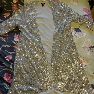 Silver Sequin Hi-Lo Shawl/"Kimono"